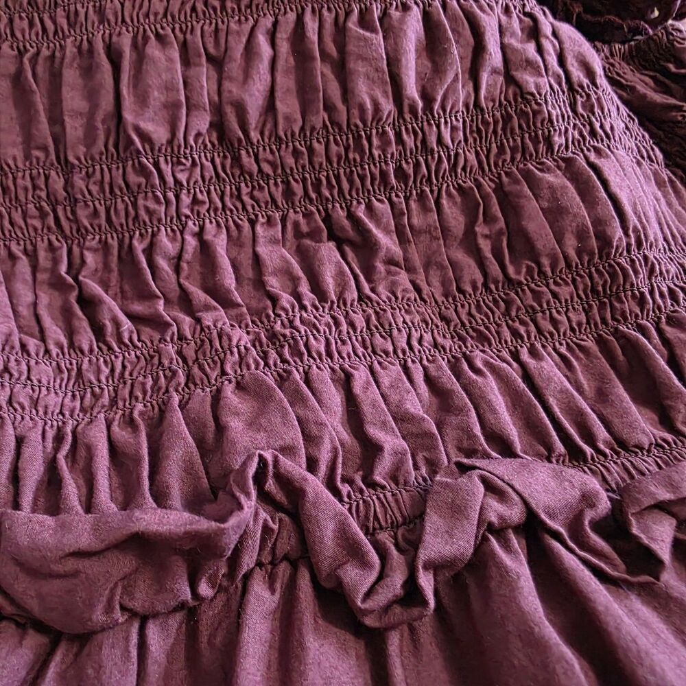 Madewell Lucie Dress Size 4 Embroidered Crochet Tiered Lined Sleeveless Burgundy - Picture 11 of 12